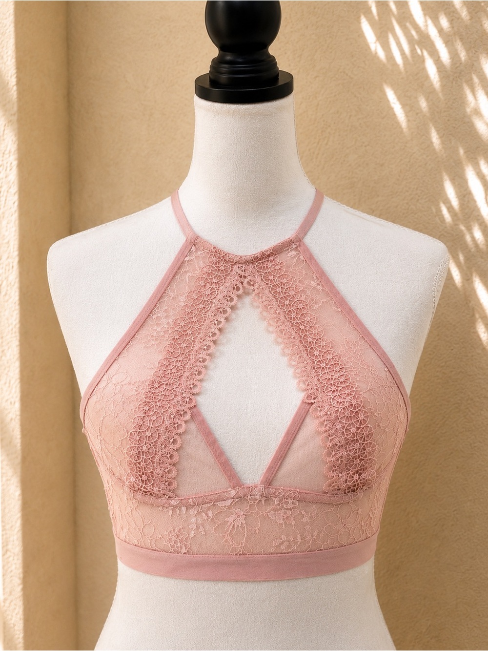 Victoria’s Secret Very Sexy Pink Lace High Neck Bralette 34B Small
